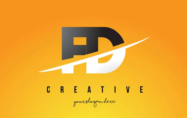 FD F D Lettre Design de logo moderne avec fond jaune et Swoo — Image vectorielle