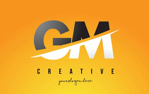 GM G M Carta Diseño de Logo Moderno con Fondo Amarillo y Swoo — Vector de stock