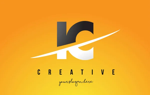 Ic c 字母黄色背景与 Swoo 的现代标志设计 — 图库矢量图片