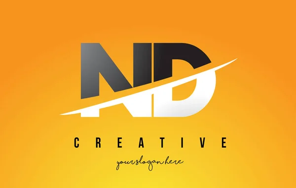 ND N D Lettre Design de logo moderne avec fond jaune et Swoo — Image vectorielle
