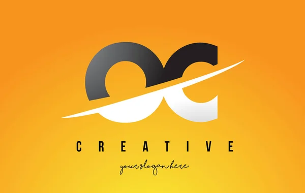 OC O C Lettre Design de logo moderne avec fond jaune et Swoo — Image vectorielle