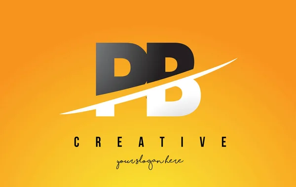 PB P B Lettre Design de logo moderne avec fond jaune et Swoo — Image vectorielle