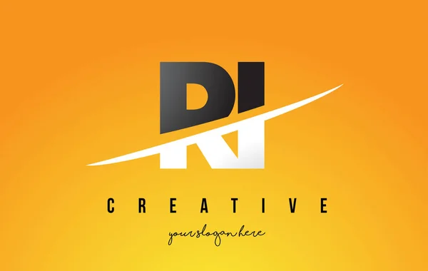 RI R I Lettre Design de logo moderne avec fond jaune et Swoo — Image vectorielle