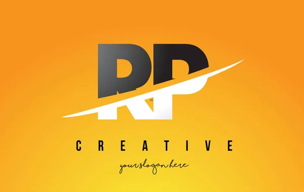 RP R P Lettre Design de logo moderne avec fond jaune et Swoo — Image vectorielle