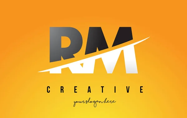 RM R M Carta Design de Logo Moderno com Fundo Amarelo e Swoo —  Vetores de Stock