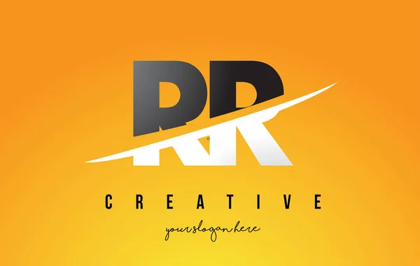 RR R list Logo nowoczesny Design z żółty tło i pociągnięcie pędzla — Wektor stockowy