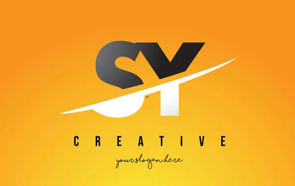 Sy s y letter modernes Logo-Design mit gelbem Hintergrund und Swoo — Stockvektor