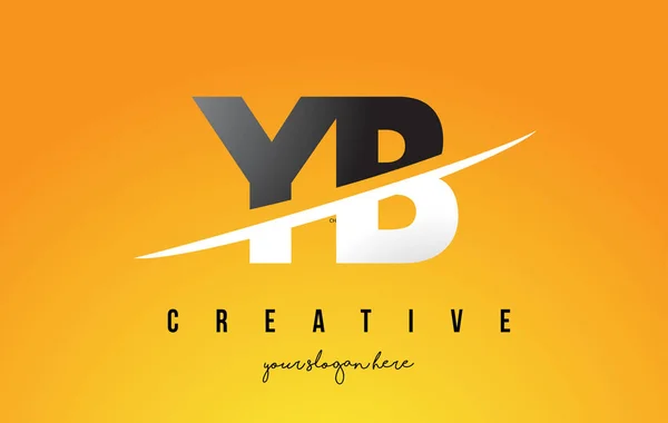 YB Y B лист сучасних логотипу дизайн з жовтому тлі і Swoo — стоковий вектор