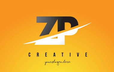 Sarı arka plan ve Swoo ZP Z P harfi Modern Logo tasarımı