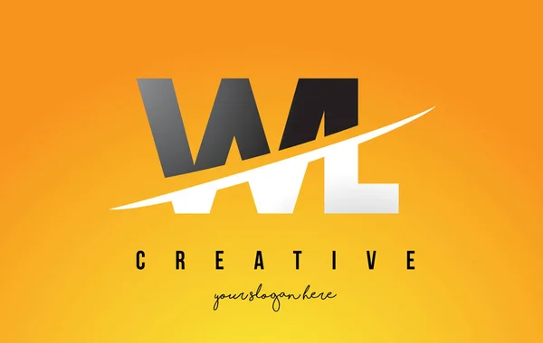 Wl w l letter modernes logo design mit gelbem hintergrund und swoo — Stockvektor