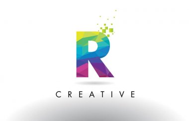 R renkli mektup Origami üçgenler tasarlamak vektör.