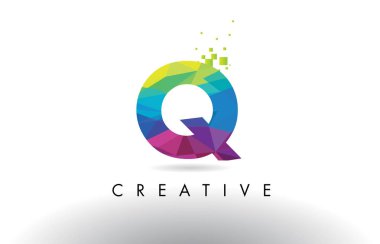 Q renkli mektup Origami üçgenler tasarlamak vektör.