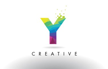 Y renkli mektup Origami üçgenler tasarlamak vektör.