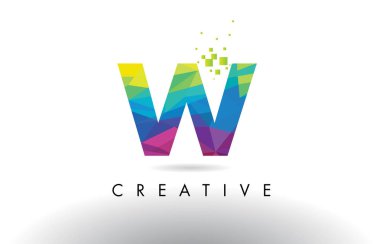 W renkli mektup Origami üçgenler tasarlamak vektör.