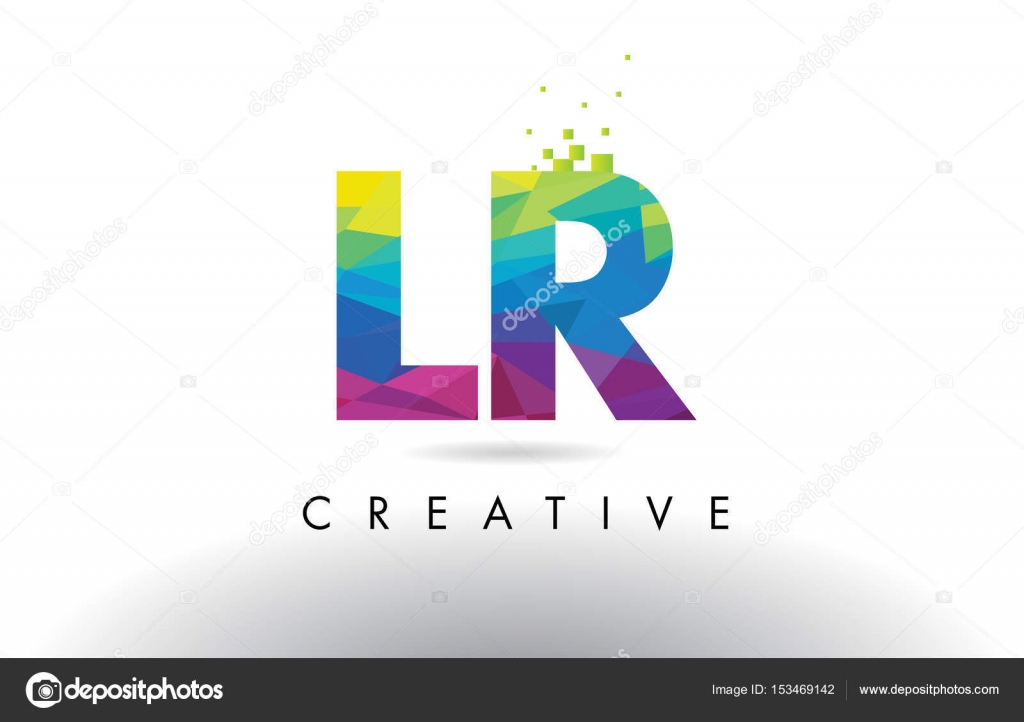 LR L R Colorful Letter Origami Triangles Design Vector. Stock Vector by