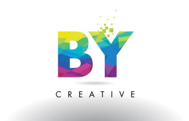 B Y renkli mektup Origami üçgenler tasarlamak vektör tarafından.