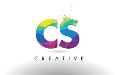 CS C S renkli mektup Origami üçgenler vektör tasarımı.