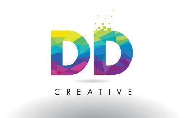 DD D D renkli mektup Origami üçgenler vektör tasarımı.