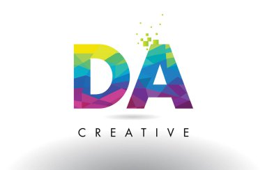 Da D A renkli mektup Origami üçgenler tasarlamak vektör.