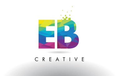 EB E B renkli mektup Origami üçgenler vektör tasarımı.