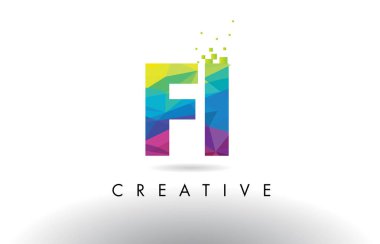 Fi F ben renkli mektup Origami üçgenler vektör tasarımı.