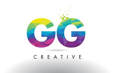 Gg G G renkli mektup Origami üçgenler vektör tasarımı.