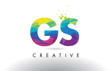 GS G S renkli mektup Origami üçgenler vektör tasarımı.