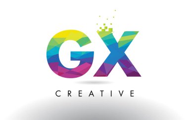 GX G X renkli mektup Origami üçgenler vektör tasarımı.