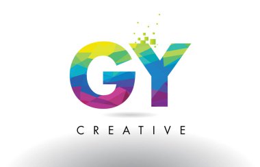 GY G Y renkli mektup Origami üçgenler tasarlamak vektör.