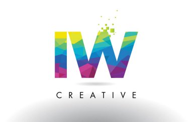 IW Ben W renkli mektubu Origami üçgenler tasarlamak vektör.