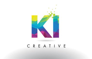 Ki K ben renkli mektup Origami üçgenler vektör tasarımı.