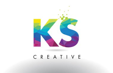KS K S renkli mektup Origami üçgenler vektör tasarımı.