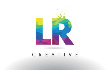 LR L R renkli mektup Origami üçgenler vektör tasarımı.