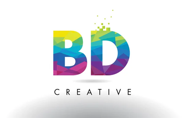 BD B D colorido Carta Origami Triângulos Design Vector . —  Vetores de Stock