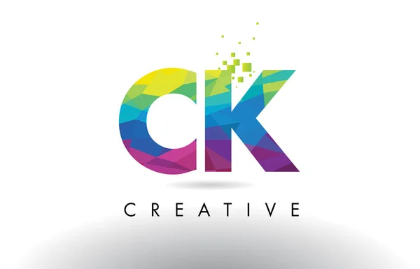 CK C K Colorful Letter Origami Triangles Design Vector. — Stock Vector