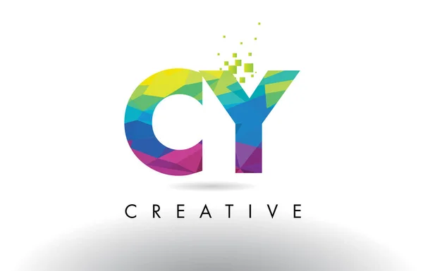 CY C Y colorido Carta Origami Triângulos Design Vector . —  Vetores de Stock