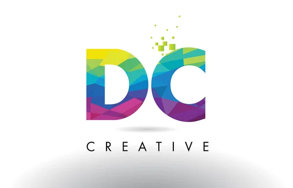 Цветные буквы Оригами Вектор дизайна треугольников DC D C . — стоковый вектор