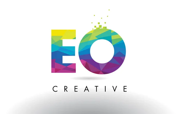 EO E O Colorful Letter Origami Triangles Design Vector. — Stock Vector