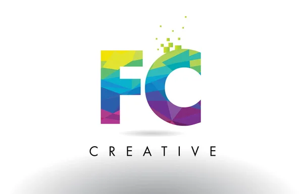 FC F C Carta colorida Origami Triángulos Diseño Vector . — Vector de stock