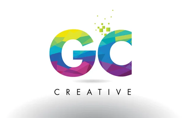 Gc G C 다채로운 편지 종이 접기 삼각형 디자인 벡터. — 스톡 벡터