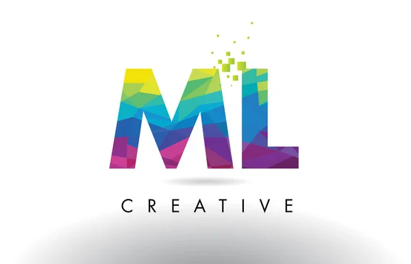 ML M L Colorful Letter Origami Triangoli Vettore di progettazione . — Vettoriale Stock