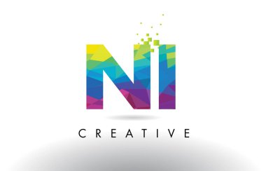 Ni N ben renkli mektup Origami üçgenler vektör tasarımı.