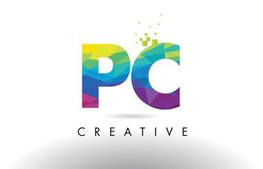 PC P C renkli mektup Origami üçgenler vektör tasarımı.