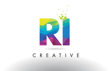 RI R ben renkli mektup Origami üçgenler vektör tasarımı.