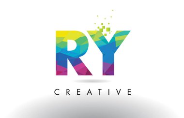 Ry R Y renkli mektup Origami üçgenler tasarlamak vektör.