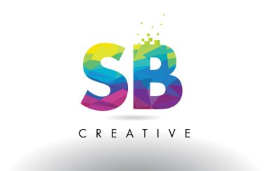 SB S B renkli mektup Origami üçgenler vektör tasarımı.