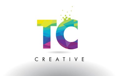 TC T C renkli mektup Origami üçgenler tasarlamak vektör.