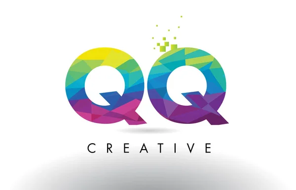 QQ Q Q Colorful Letter Origami Triangles Design Vector. — Stock Vector