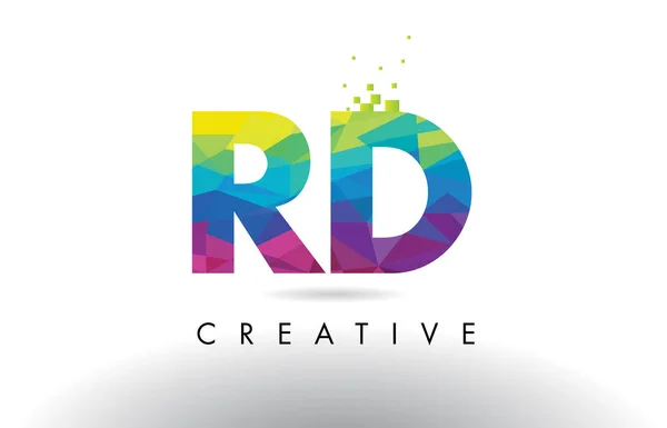 RD R D Lettre colorée Origami Triangles Design Vector . — Image vectorielle