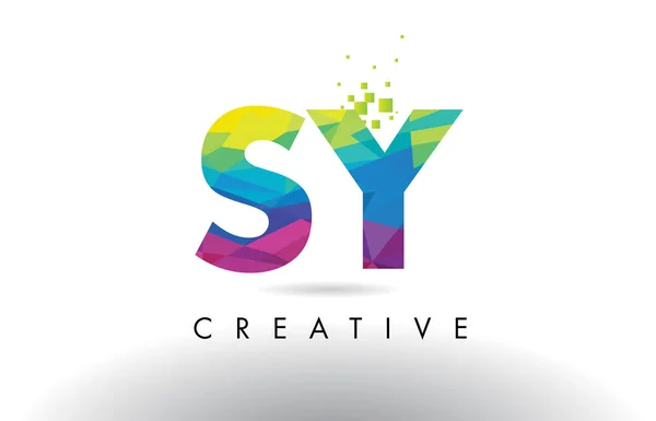 SY S Y Colorful Letter Origami Triangles Design Vector. — Stock Vector